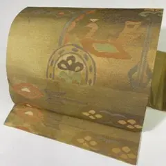 【和】9699o 着物 九寸名古屋帯 花植物文様