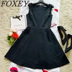 【美品】FOXEYNEWYORK ラインデザインワンピース 膝丈 フレア 38