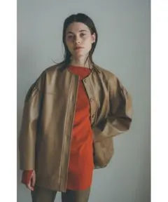 VOLUME SLEEVE LEATHER BLOUSON