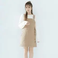 【Boka nii】ジップサスペンダーワンピース ベージュ ボカニー
