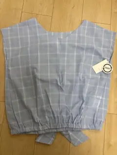 【新品】index 水色 チェック柄 2WAY ノースリーブ M