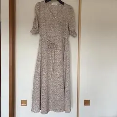 ＷCLOSET 花柄 半袖 ロングワンピース ウエストリボン