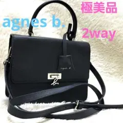 極美品 希少 アニエスベー 2way ミニショルダーバッグ メタルロゴ ブラック