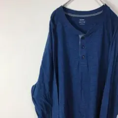 USA古着 old navy オーバーサイズ ヘンリーネック ロンT ネイビー