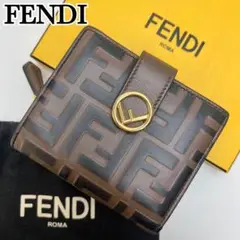 大人気✨ フェンディ 二つ折り財布 エフイズ ズッカ コンパクトウォレット 茶色