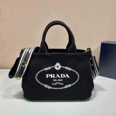 PRADA 黒 キャンバス ショルダーバッグ