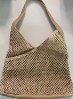 ベージュ メッシュ ハンドバッグ