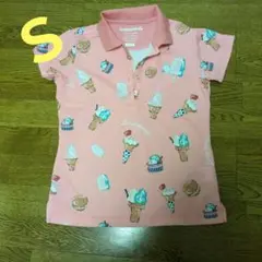 【美品】le coq sportif アイスクリーム柄 ゴルフシャツ S　ピンク