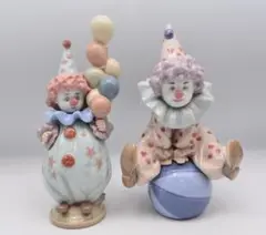 ボールを打つ／小さなピエロ　リヤドロ　２体セット　スペイン　光沢仕上げ　美品
