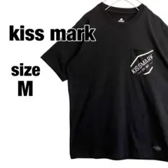 kiss mark　キスマーク　半袖Tシャツ　胸ポケット　ロゴ　ブラック　M