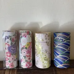 【美品】花柄の和風茶筒　缶筒2個 紙筒2個 4セット