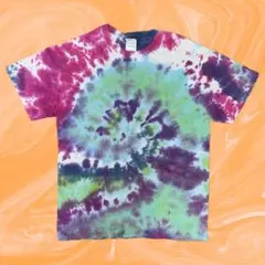 アメリカ古着 タイダイ Ｔシャツ パープル グリーン GILDAN 1536