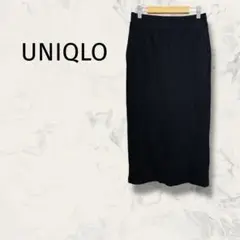 ユニクロ UNIQLO リブタイトスカート 無地 スリット ストレッチ 着痩せ