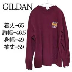 美品✨GILDAN 長袖Tシャツ バーガンディ カボチャデザイン 秋冬 ロンティ