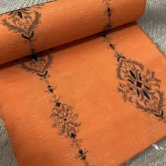 オレンジ 花柄 着物反物