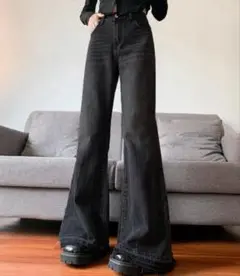 フレアデニムパンツ　ローエッジ　Lサイズ　美品