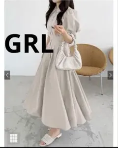 GRL バックレースアップシャツワンピース al113 ベージュ　Sサイズ