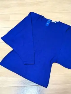 最終セール✨️GROVE ウール100％ ドルマンスリーブ トップス 9号 青