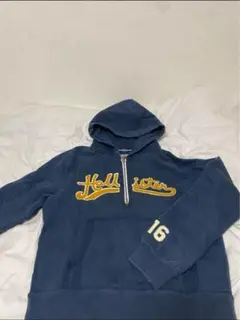 ホリスター　パーカー　厚手　ロゴ入り　ハーフジップ　ネイビー