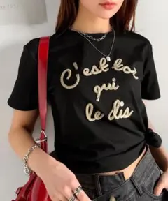 ロゴプレート付きカラーフレンチコード刺繍Tシャツ(半袖) MI1329015