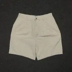 90s リネンチェックショーツ　絣　生成り　w34