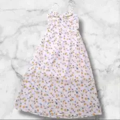TF008 STUDIO 花柄 キャミワンピサイズ表記無しベージュ系ギャザー入り