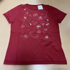 タグ付き新品　マドモアゼルノンノンパパス　Tシャツ　Ｌ　スパンコール　刺繍　赤