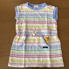 [美品]コンビミニ90ストライプノースリーブワンピース