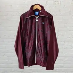 adidas アディダス トラックジャケット S ボルドー 総柄 ジャージ