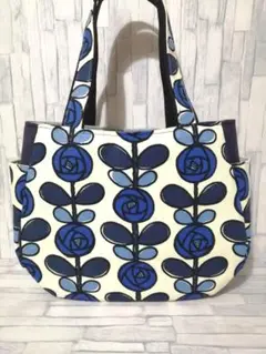 ペイントローズ(ブルー系)【チューリップバッグ(肩がけ)】ハンドメイド