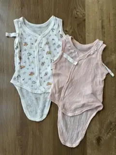 花柄・無地シャツ肌着2枚セット　60㎝