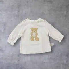 dave&bella くまワッペン長袖Tシャツ 80 カットソー ベア トップス