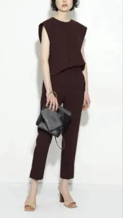BOSCH ブラウン ウォッシャブル クロップドパンツ