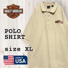USA製 ハーレーダビッドソン ポロシャツ ベージュ XLサイズ