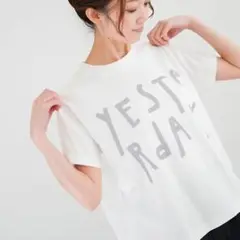 【tumugu】ツムグ ロゴ入り ラフィー天竺 Tシャツ　オフホワイト