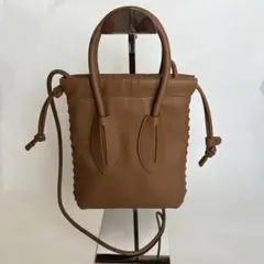 アドカラム　巾着バッグ　2way ショルダーバッグ　ブラウン