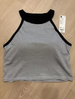 GU ブラフィール クロップドホルターネック タンクトップ ボーダー 3XL