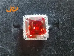S925銀 赤ジルコン リング 指輪