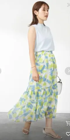 NOLLEY’S sophi シフォン楊柳ペイントフラワースカート