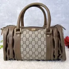 【美品✨】オールドグッチ GUCCI ギャザー バッグ GGプラス レザー 蛇腹