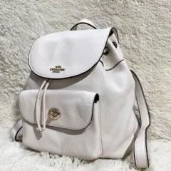 【極美品】COACH コーチ ミニリュック バックパック ホワイト レザー