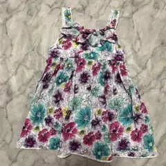 美品 calvin klein jeans 花柄ワンピース　バックリボン 90㎝