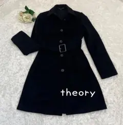 ★theory★ウールカシミアひざ丈ロングコート ブラック サイズ2