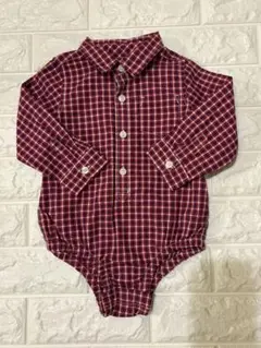 baby gap 90cm ロンパース 赤と青のチェック 長袖ボディスーツ