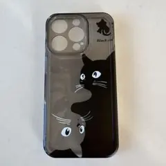 セール! 猫 のイラスト付きiPhone 14 Proケース　ブラッククリア