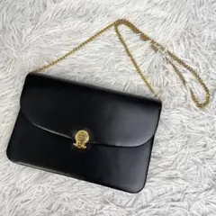 クリスチャンディオール ショルダーバッグ 2way チェーン カーフレザー 黒