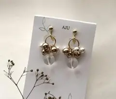 【SALE】ハンドメイドアクセサリー ゴールドイヤリング