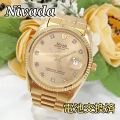 稼働品 Nivada ニバダ クォーツ 腕時計 メンズ ゴールド デイト