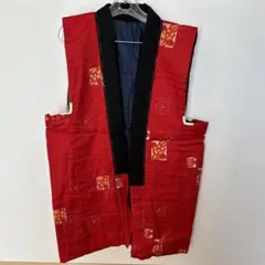 祖母の手作りハンテン　80×55 未使用品　袖が無し活動的で腰まで暖か。2Ｌ