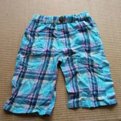水色 チェック柄 半ズボン 120 男の子 キムラタン ハーフパンツ